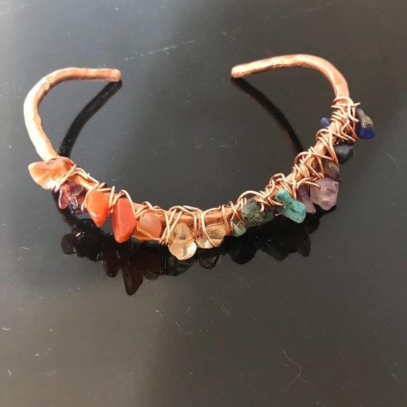 Chakra Bracelet Natural Copper Wire Wrapped Reiki - Picture 9 of 9